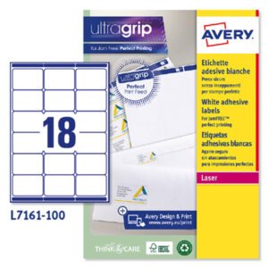 Etichette adesive L7161 - in carta - angoli arrotondati - permanenti - 63,5 x 46,6 mm - 18 et/fg - 100 fogli - bianco - Avery