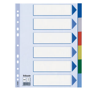 Separatore - 6 tasti colorati - PPL - A4 - multicolore - Esselte