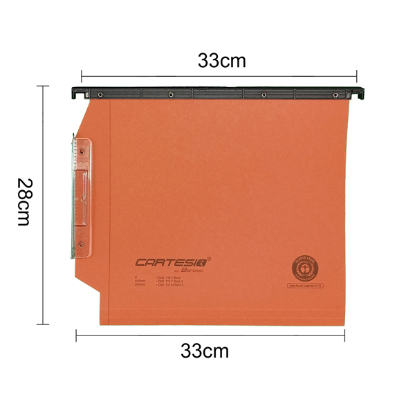 Cartella sospesa Cartesio - armadio - interasse 33 cm - fondo V - 32,6x28 cm - arancio - Bertesi - Image 2