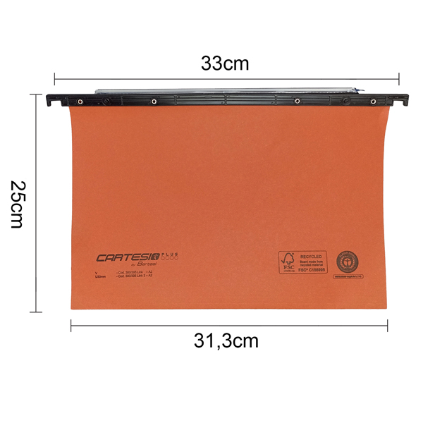 Cartella sospesa Cartesio Plus - cassetto - interasse 33 cm - fondo V - 31,25 cm - arancio - Bertesi - Image 2