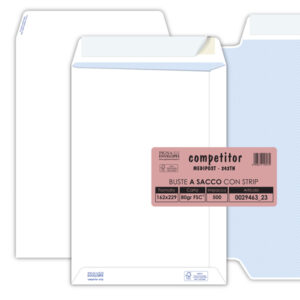 Busta a sacco Competitor FSC  - strip adesivo - 16 x 23 cm - 80 gr - bianco - Pigna - conf. 500 pezzi