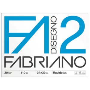 Blocco F2 - 24x33cm - 20 fogli - 110gr - ruvido - 4 angoli - Fabriano