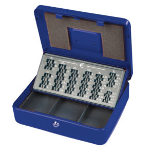 Cassetta portavalori Europa - 30 x 24 x 9 cm - blu - Metalplus
