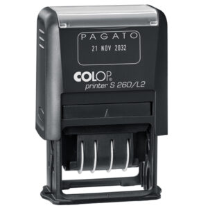 Timbro S260/L2 Datario + PAGATO - 4 mm - autoinchiostrante - bicolore - Colop
