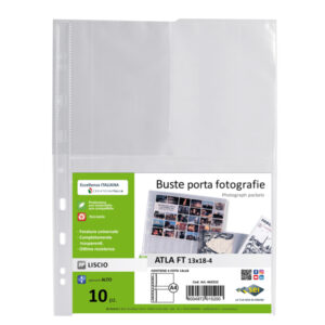 Buste forate Atla FT porta foto e cartoline - 4 spazi 13x18 cm - trasparente - Sei Rota - conf. 10 pezzi