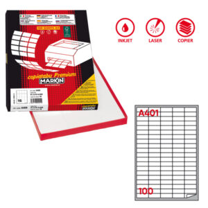 Etichette adesive A/401 - in carta - angoli arrotondati - permanenti - 37 x 14 mm - 100 et/fg - 100 fogli - bianco - Markin