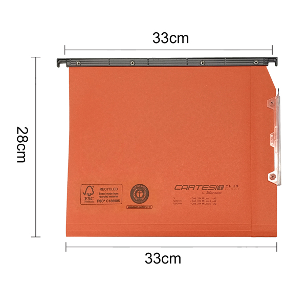 Cartella sospesa Cartesio Plus - armadio - interasse 33 cm - fondo U 50 mm - 32,6x28 cm - arancio - Bertesi - Image 2