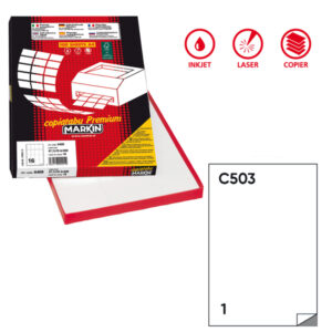 Etichette adesive extra forti C/503 - in carta - permanenti - 21 x 29,7 cm - 1 et/fg - 100 fogli - bianco - Markin