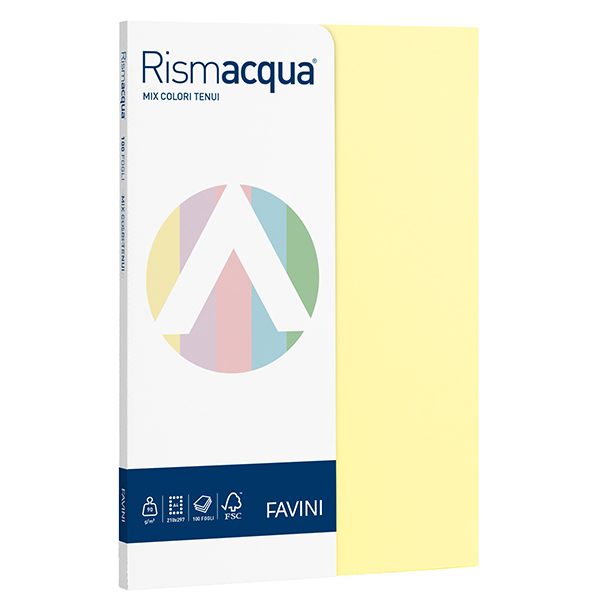 Carta Rismacqua Small - A4 - 90 gr - mix 5 colori - Favini - conf. 100 fogli