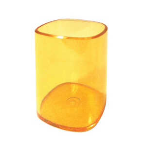 Portapenne a bicchiere - 6,5x6,5x9,5 cm - trasparente arancio - Arda