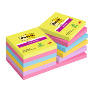 Blocco foglietti Post it  Super Sticky - 654-12SSUCC - 76 x 76 mm - colori Ultra - 90 fogli - Post it