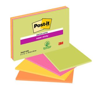 Blocco foglietti Post it  Super Sticky Meeting Notes - 6445-SSP - 152 x 101 mm - rosa/verde neon - 45 fogli - Post it