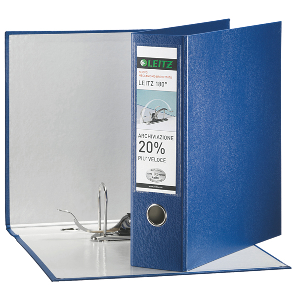 Registratore Leitz 180 G65 - dorso 8 cm - protocollo 23x33 cm - blu - Leitz