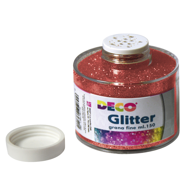 Barattolo Glitter - grana fine - 150ml - rosso - DECO