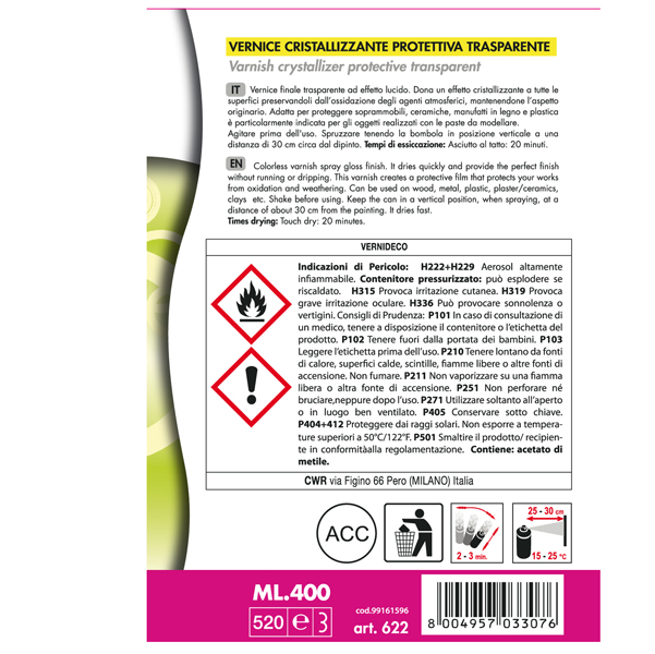 Vernice spray - trasparente - effetto laccato e ceramico - 400ml - DECO - Image 2