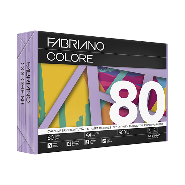 Carta Copy Tinta - A4 - 80 gr - colori forti violetto - Fabriano - conf. 500 fogli