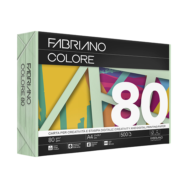 Carta Copy Tinta - A4 - 80 gr - colore tenue acquamarina - Fabriano - conf. 500 fogli