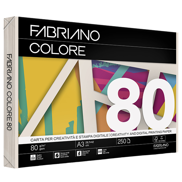 Carta Copy Tinta - A3 - 80 gr - colore tenue avorio - Fabriano - conf. 250 fogli