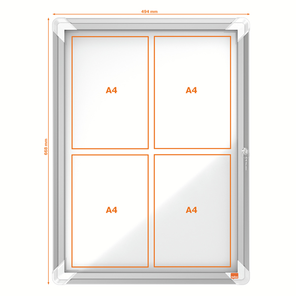 Bacheca per esterni - fondo magnetico bianco - 4 fogli A4 - verticale - Nobo - Image 3
