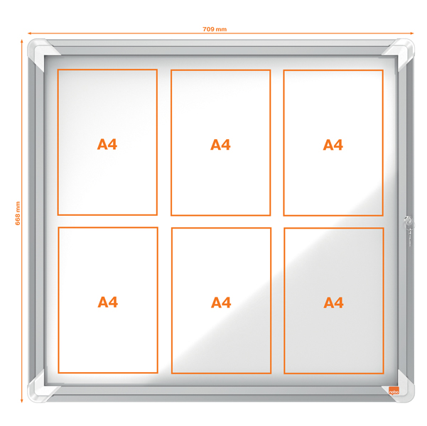 Bacheca per esterni - fondo magnetico bianco - 6 fogli A4 - orizzontale - Nobo - Image 3
