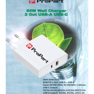 Carica Batterie 65W 2 Output USB-A + USB-C
