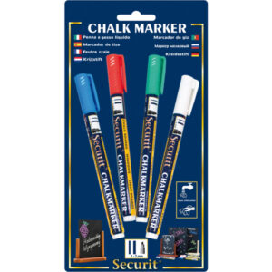 Marcatore a gesso liquido - punta fine da 1,00-2,00mm - colore assortiti base - Securit - conf. 4 pezzi