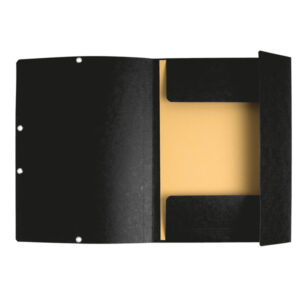 Cartellina con elastico - cartoncino lustrE' - 3 lembi - 400 gr - 24x32 cm - nero - Exacompta
