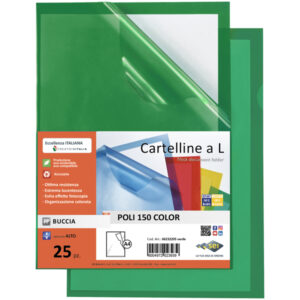 Cartelline a L Poli 150 Color - PPL - buccia - 21x29,7 cm - verde - Sei Rota - conf. 25 pezzi