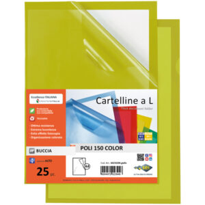 Cartelline a L Poli 150 Color - PPL - buccia - 21x29,7 cm - giallo - Sei Rota - conf. 25 pezzi