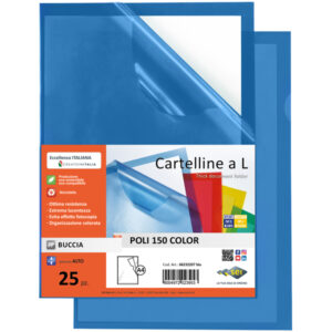 Cartelline a L Poli 150 Color - PPL - buccia - 21x29,7 cm - blu - Sei Rota - conf. 25 pezzi