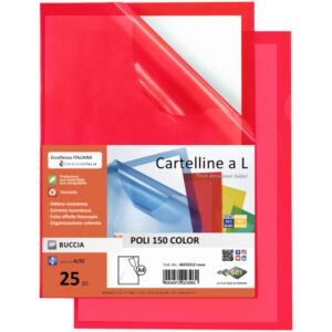 Cartelline a L Poli 150 Color - PPL - buccia - 21x29,7 cm - rosso - Sei Rota - conf. 25 pezzi
