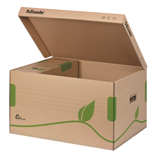 Scatola container EcoBox - 34,5x43,9x24,2cm - apertura superiore - avana - Esselte - Image 2