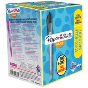 Penna a sfera a scatto Inkjoy 100 RT - punta 1,0mm - nero  - Papermate - conf. 80+20 pezzi