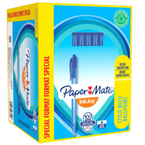 Penna a sfera a scatto Inkjoy 100 RT  - punta 1,0mm - blu - Papermate - conf. 80+20 pezzi