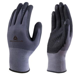 Guanti di precisione VE727NO - poliammide - palmo in nitrile/poliuretano - grip sul palmo - taglia 10 - grigio/nero - Deltaplus