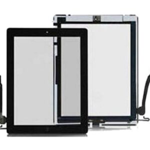 Touch Panel con Pulsante e adesivo per iPad 4 Nero AAA+