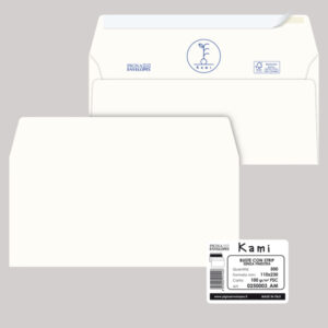 Busta a sacco Kami Strip - senza finestra - 11 x 23 cm - 100 gr - carta riciclata FSC  - bianco - Pigna - conf. 500 pezzi