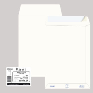 Busta a sacco Kami Strip - 22,9 x 32,4 cm cm - 100 gr - carta riciclata FSC  - bianco - Pigna - conf. 500 pezzi