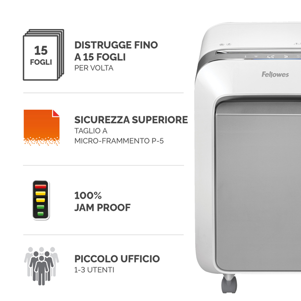 Distruggidocumenti LX-211 - a microframmenti - bianco - Fellowes - Image 2