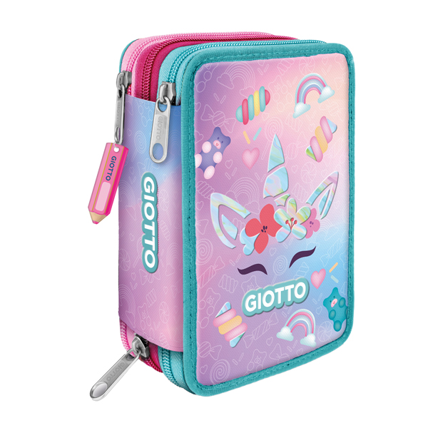 Astuccio 3 zip Candy collection - 19,5 x 7,5 x 12,9 cm - tessuto - fantasie assortite - Giotto - Image 2