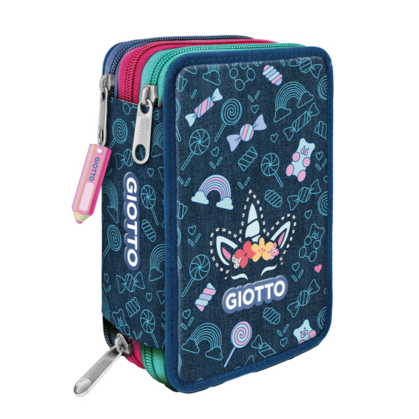 Astuccio 3 zip Candy collection - 19,5 x 7,5 x 12,9 cm - tessuto - fantasie assortite - Giotto - Image 3