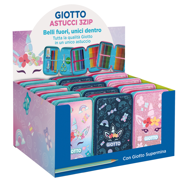 Astuccio 3 zip Candy collection - 19,5 x 7,5 x 12,9 cm - tessuto - fantasie assortite - Giotto - Image 8