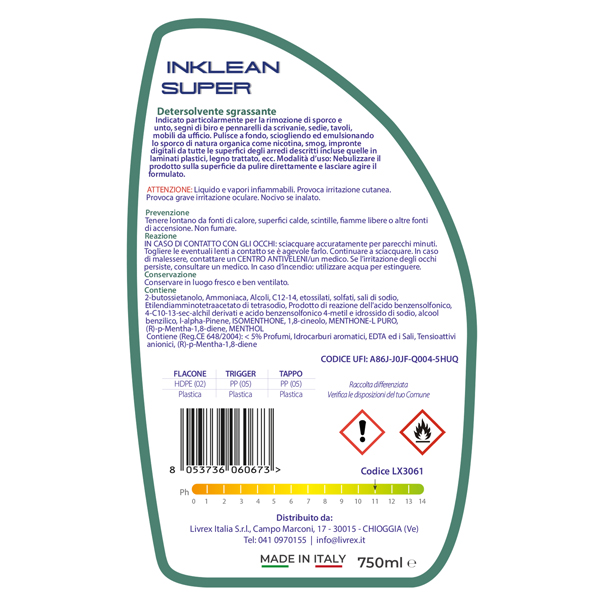 Detergente sgrassatore Inklean Super - menta - 750ml - Livrex - Image 3