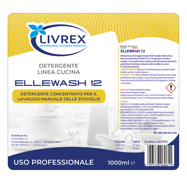 Detergente Ellewash 12 per piatti - 1L - limone - Livrex - Image 3