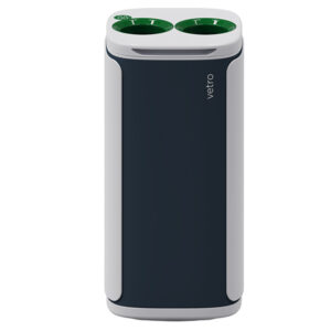 Cestino gettacarte Wastee - per raccolta differenziata - 60 L - Verde/vetro - Kobra