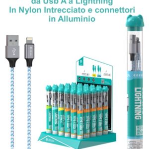 Espositore 30 cavi da Usb A a Lightning in corda intrecciata