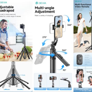 Selfie-Stick con tracciamento del viso Al + supporto per streaming + Telecomando