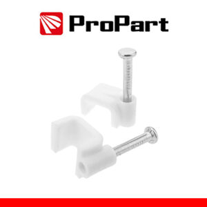 Clip con chiodini con fermacavo tondo 5mm bianco 100pz