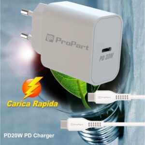Carica Batterie + Cavo Type-C a Type-C 1.5M Rapid 20W PD