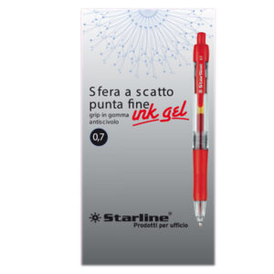 Penna a sfera a scatto con inchiostro gel - punta fine 0,7mm - rosso - Starline